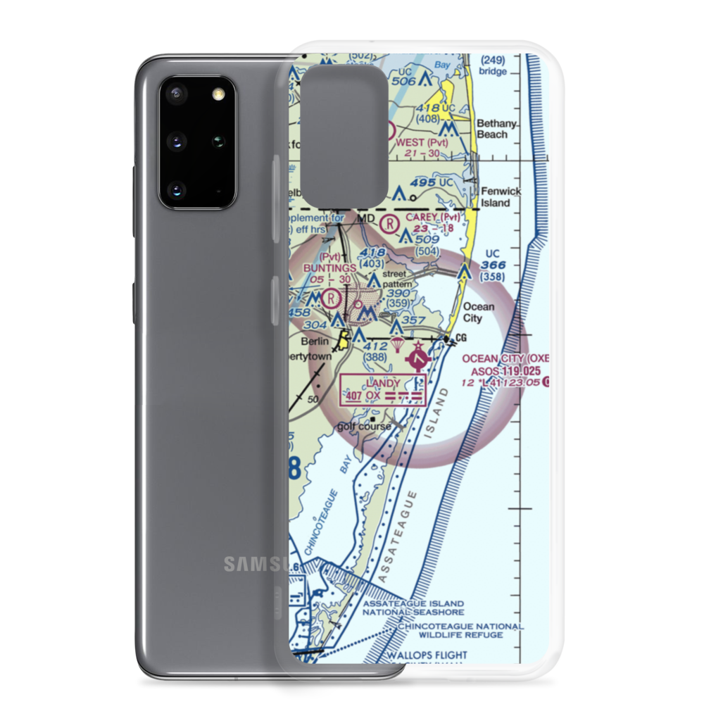 Ocean City Municipal Airport (OXB) VFR Sectional Samsung Case Samsung Galaxy S20 Plus model shown
