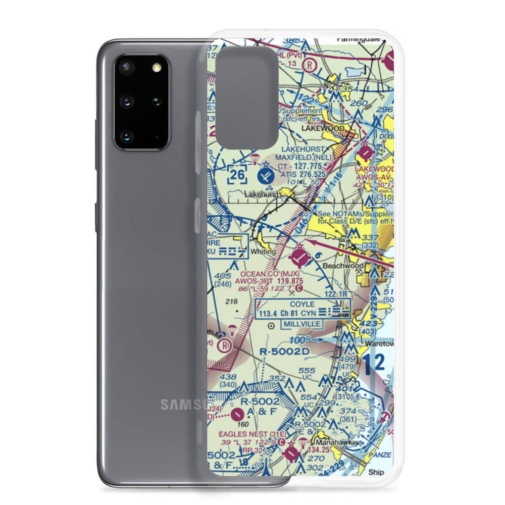 Ocean County Airport (MJX) VFR Sectional Samsung Case Samsung Galaxy S20 Plus model shown