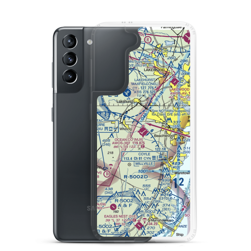 Ocean County Airport (MJX) VFR Sectional Samsung Case Samsung Galaxy S21 model shown