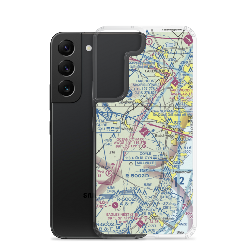 Ocean County Airport (MJX) VFR Sectional Samsung Case Samsung Galaxy S22 model shown