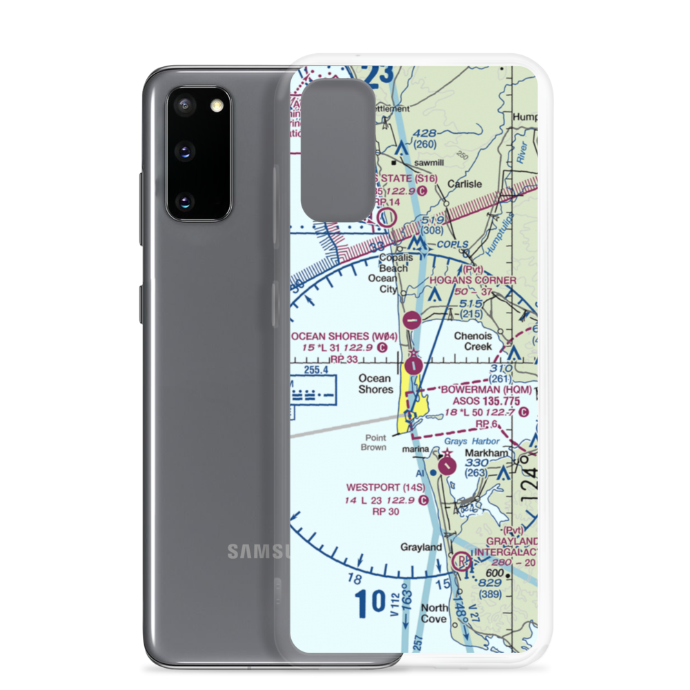 Ocean Shores Municipal Airport (W04) VFR Sectional Samsung Case Samsung Galaxy S20 model shown
