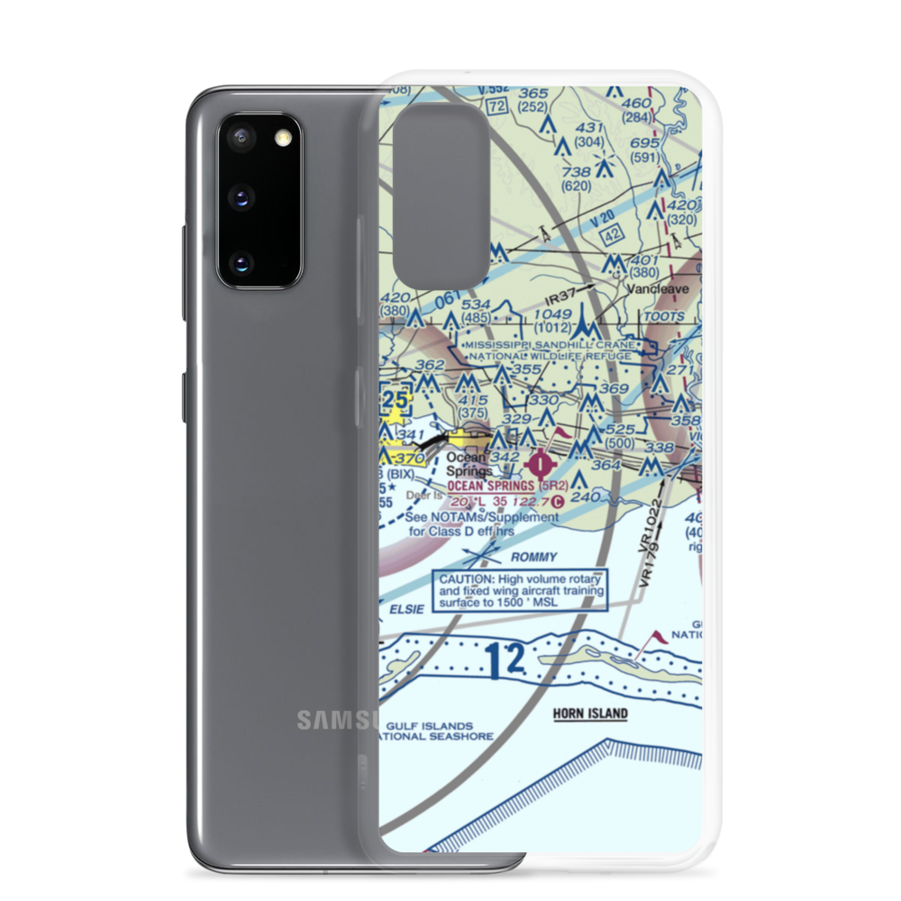 Ocean Springs Airport (5R2) VFR Sectional Samsung Case Samsung Galaxy S20 model shown