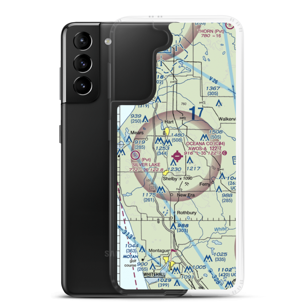 Oceana County Airport (C04) VFR Sectional Samsung Case Samsung Galaxy S21 Plus model shown