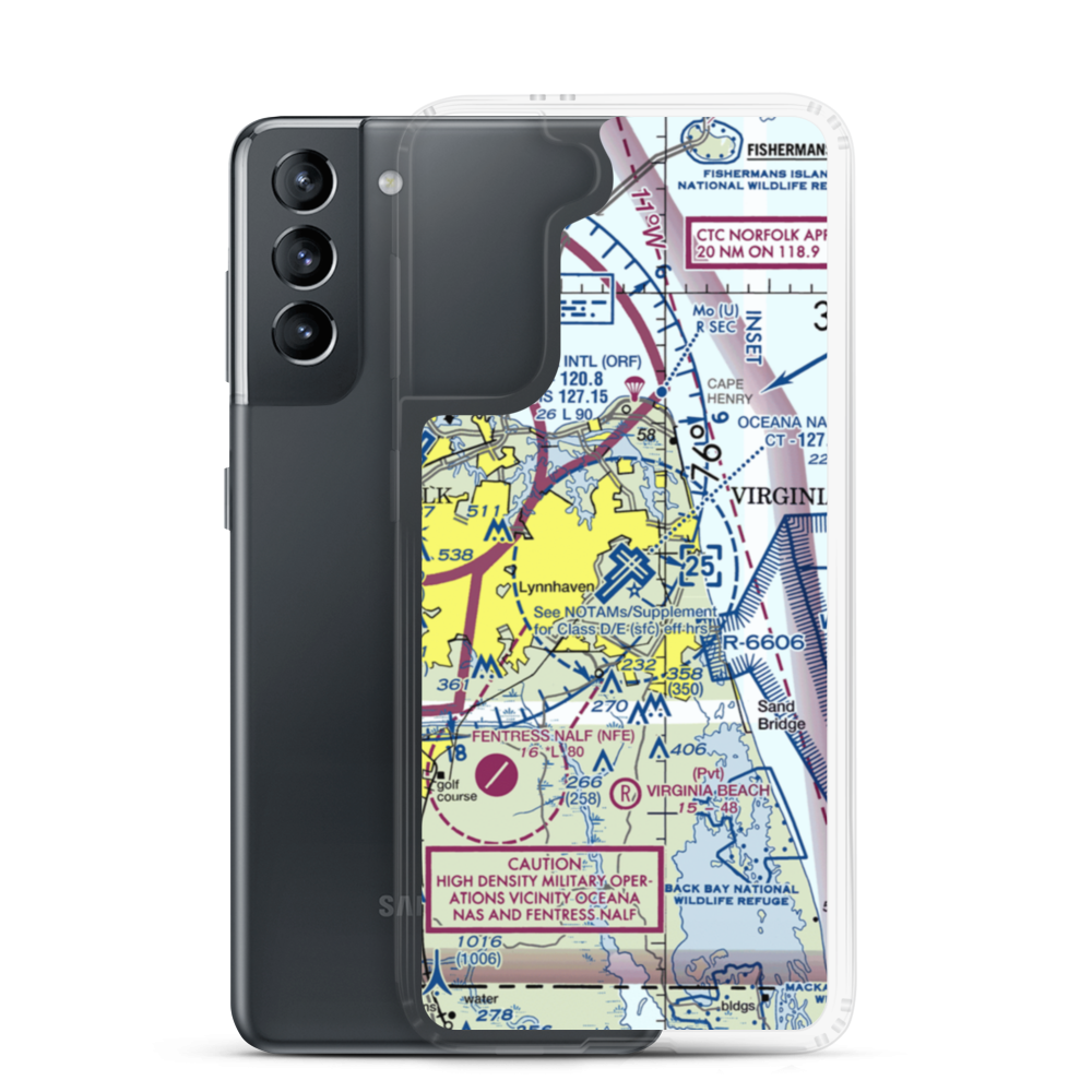 Oceana Naval Air Station (NTU) VFR Sectional Samsung Case Samsung Galaxy S21 model shown