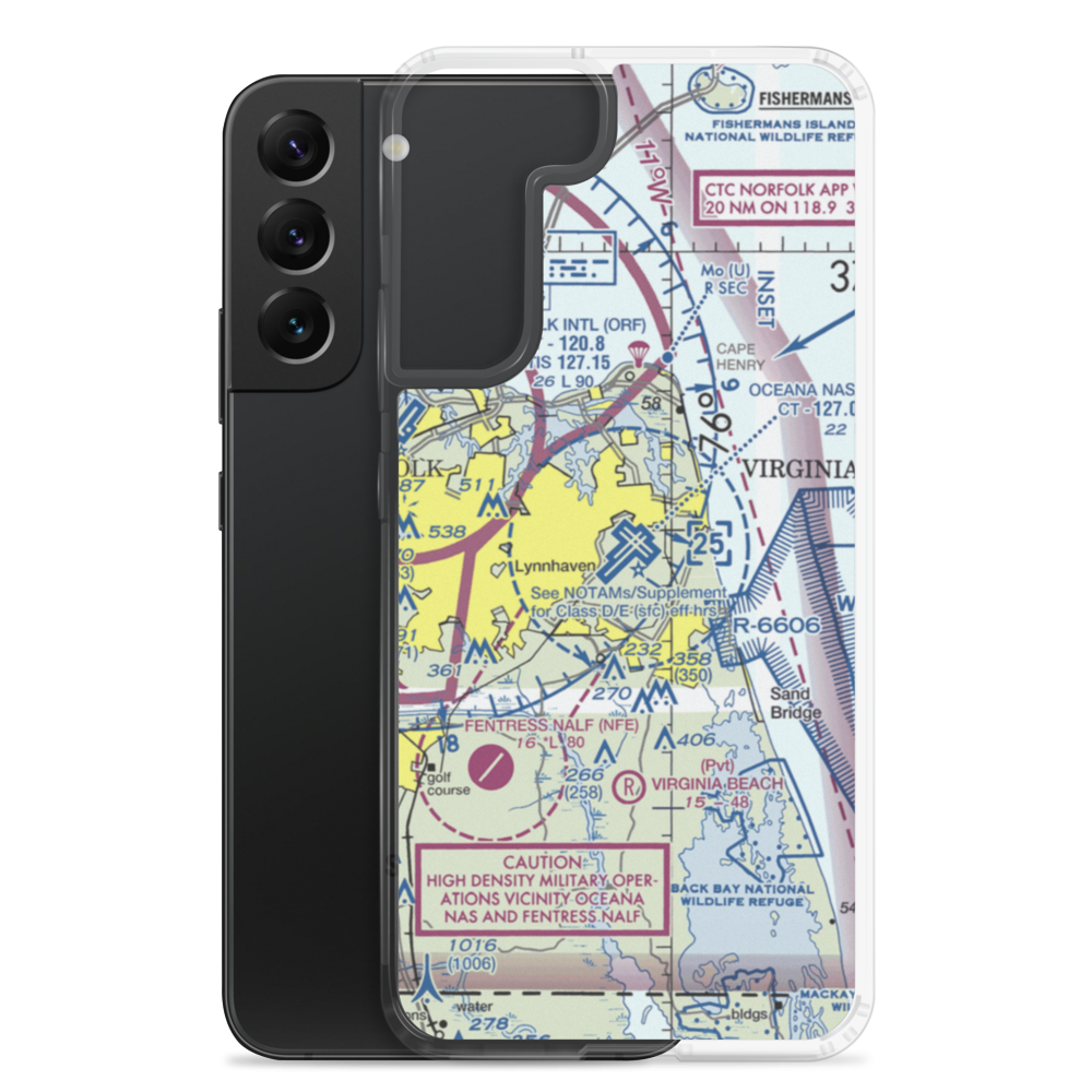 Oceana Naval Air Station (NTU) VFR Sectional Samsung Case Samsung Galaxy S22 Plus model shown