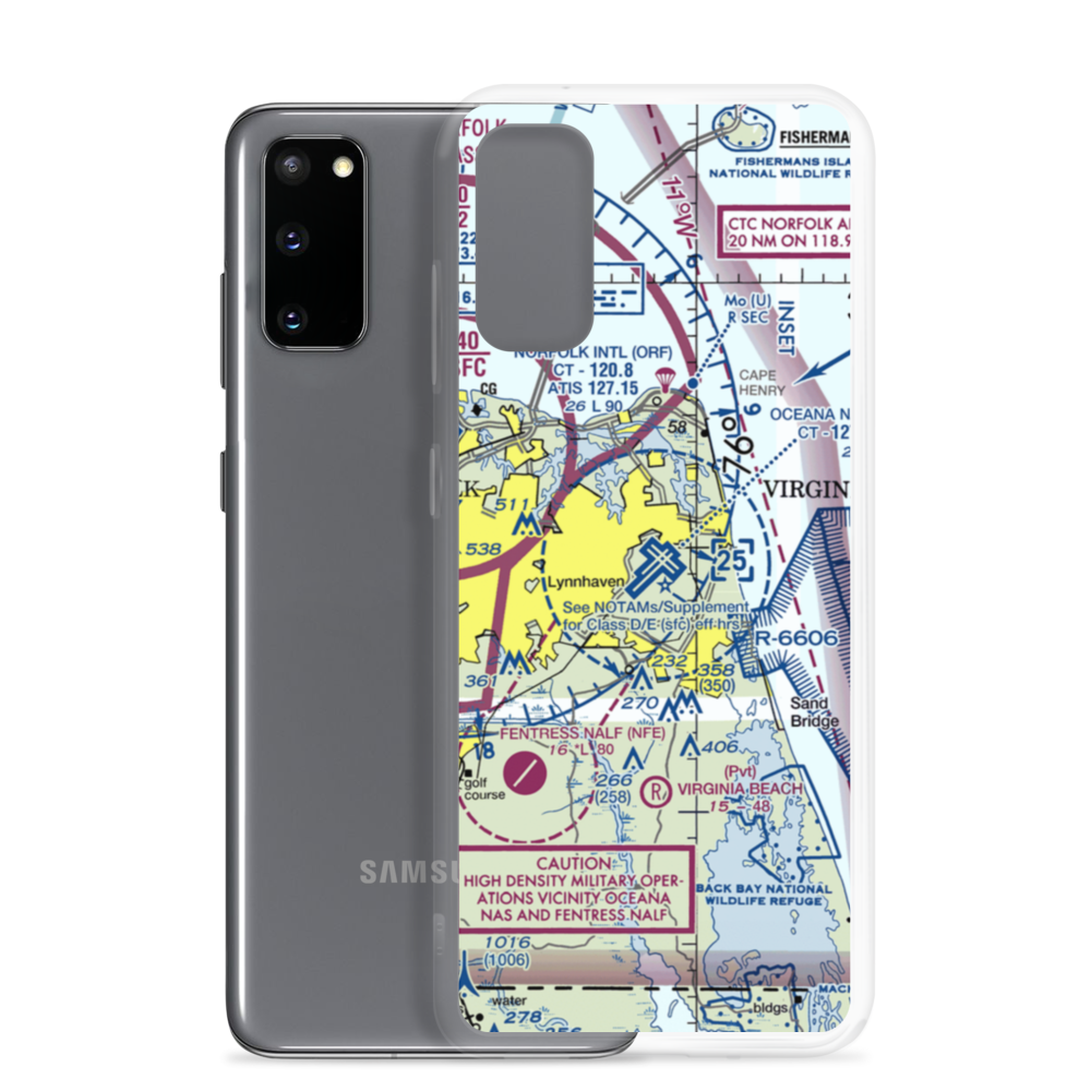 Oceana Naval Air Station (NTU) VFR Sectional Samsung Case Samsung Galaxy S20 model shown