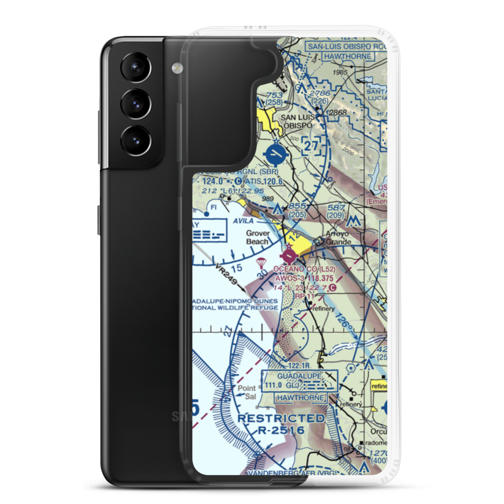 Oceano County Airport (L52) VFR Sectional Samsung Case Samsung Galaxy S21 Plus model shown