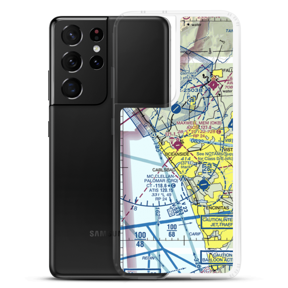 Oceanside Municipal Airport (OKB) VFR Sectional Samsung Case Samsung Galaxy S21 Ultra model shown