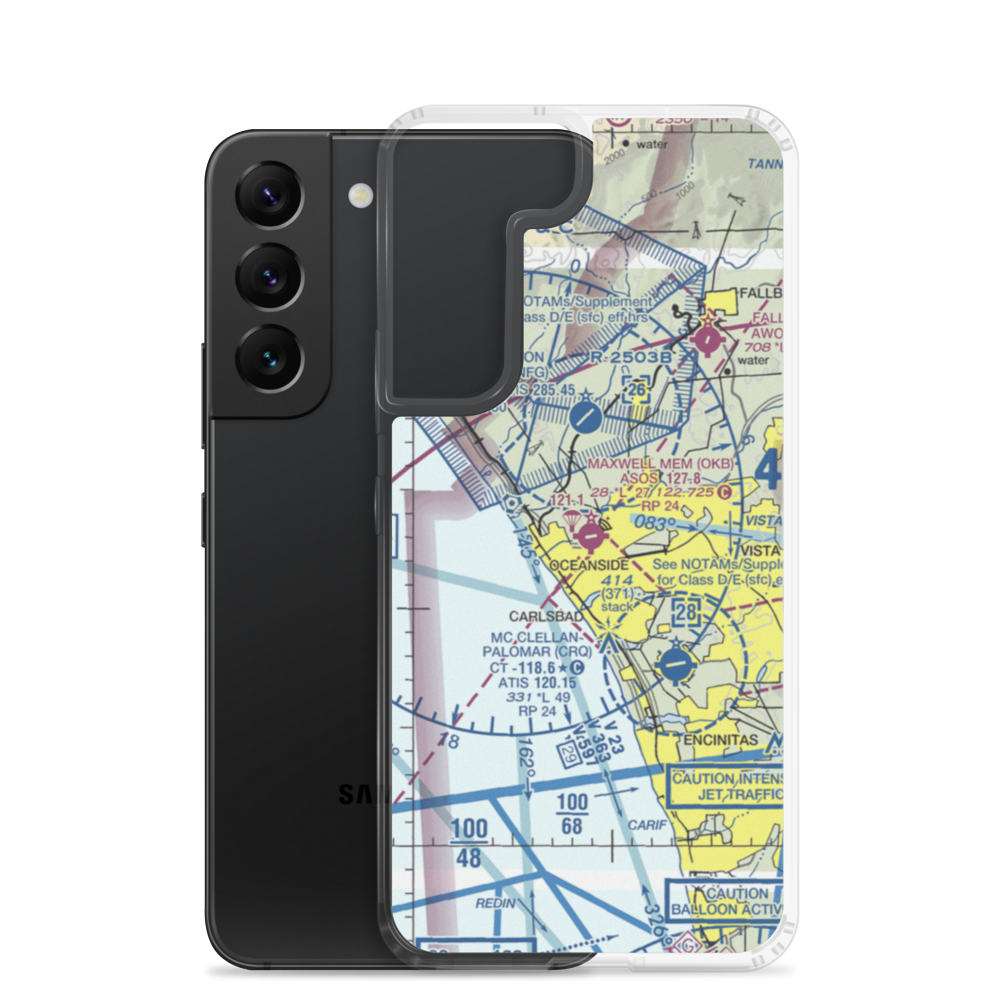 Oceanside Municipal Airport (OKB) VFR Sectional Samsung Case Samsung Galaxy S22 model shown