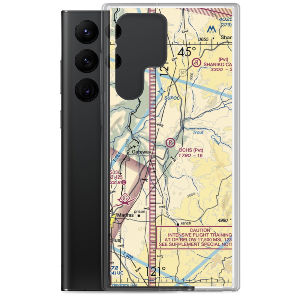 Ochs Private Airport (72OR) VFR Sectional Samsung Case Samsung Galaxy S22 Ultra model shown