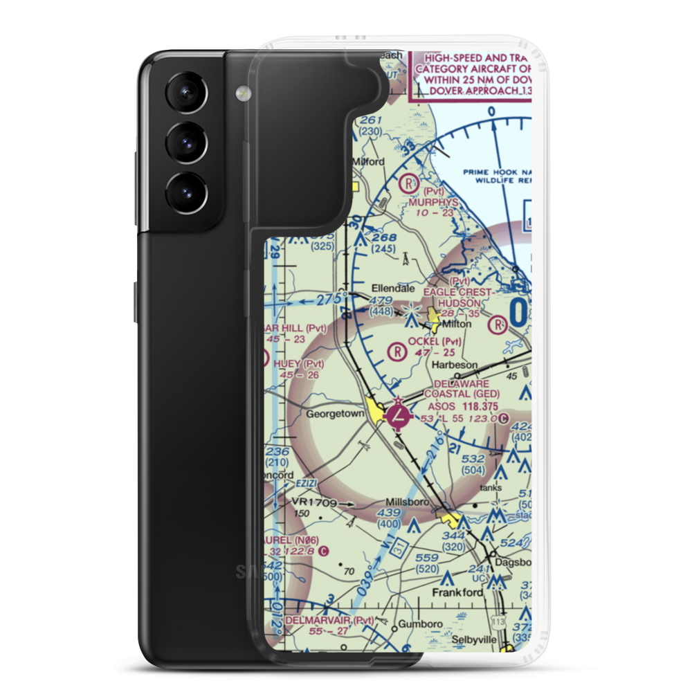 Ockel Farms Airport (DE23) VFR Sectional Samsung Case Samsung Galaxy S21 Plus model shown