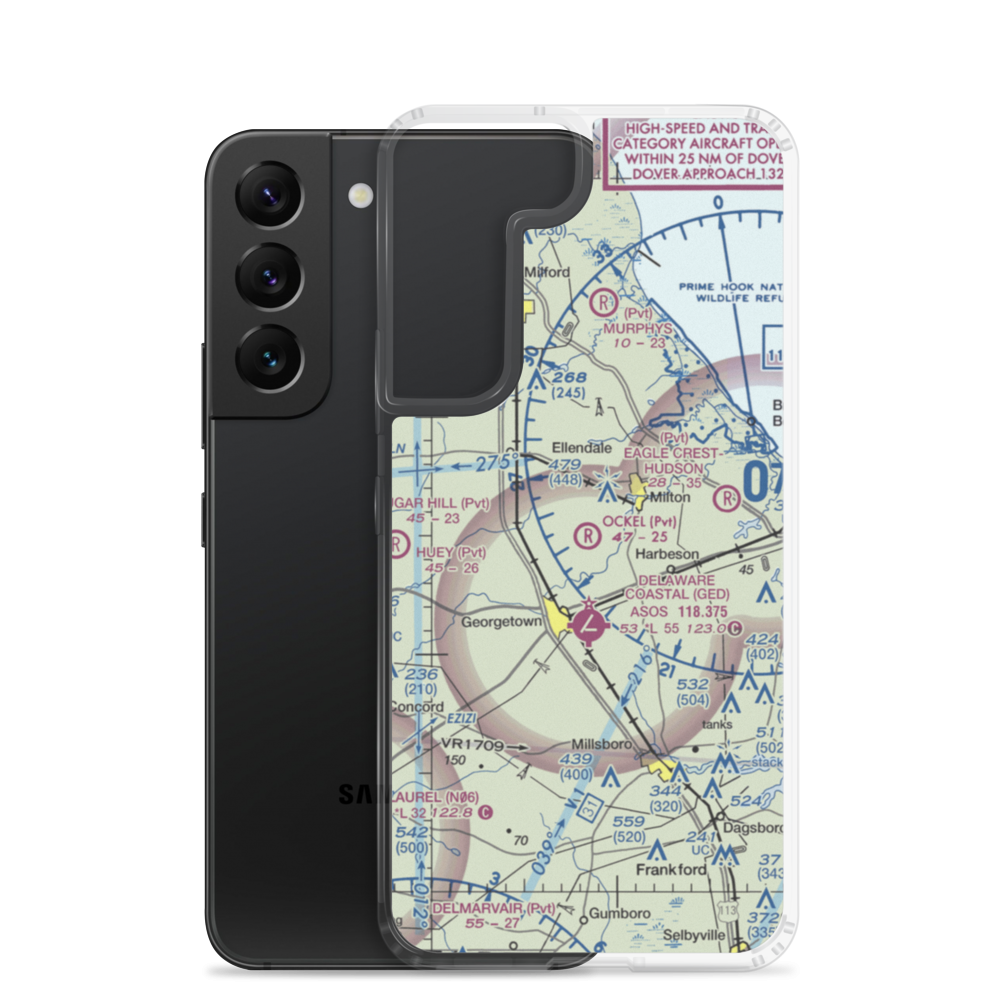 Ockel Farms Airport (DE23) VFR Sectional Samsung Case Samsung Galaxy S22 model shown