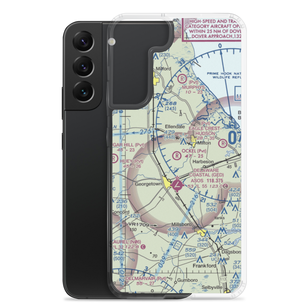 Ockel Farms Airport (DE23) VFR Sectional Samsung Case Samsung Galaxy S22 Plus model shown