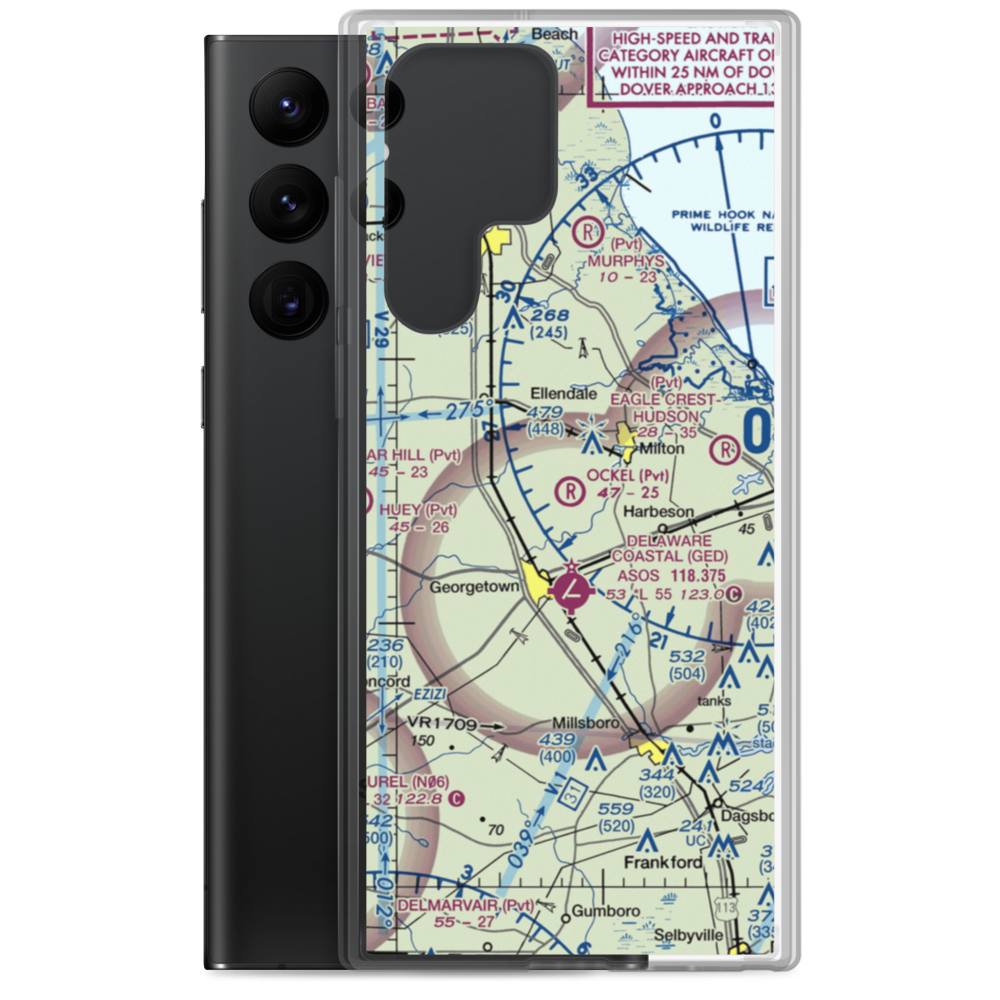 Ockel Farms Airport (DE23) VFR Sectional Samsung Case Samsung Galaxy S22 Ultra model shown