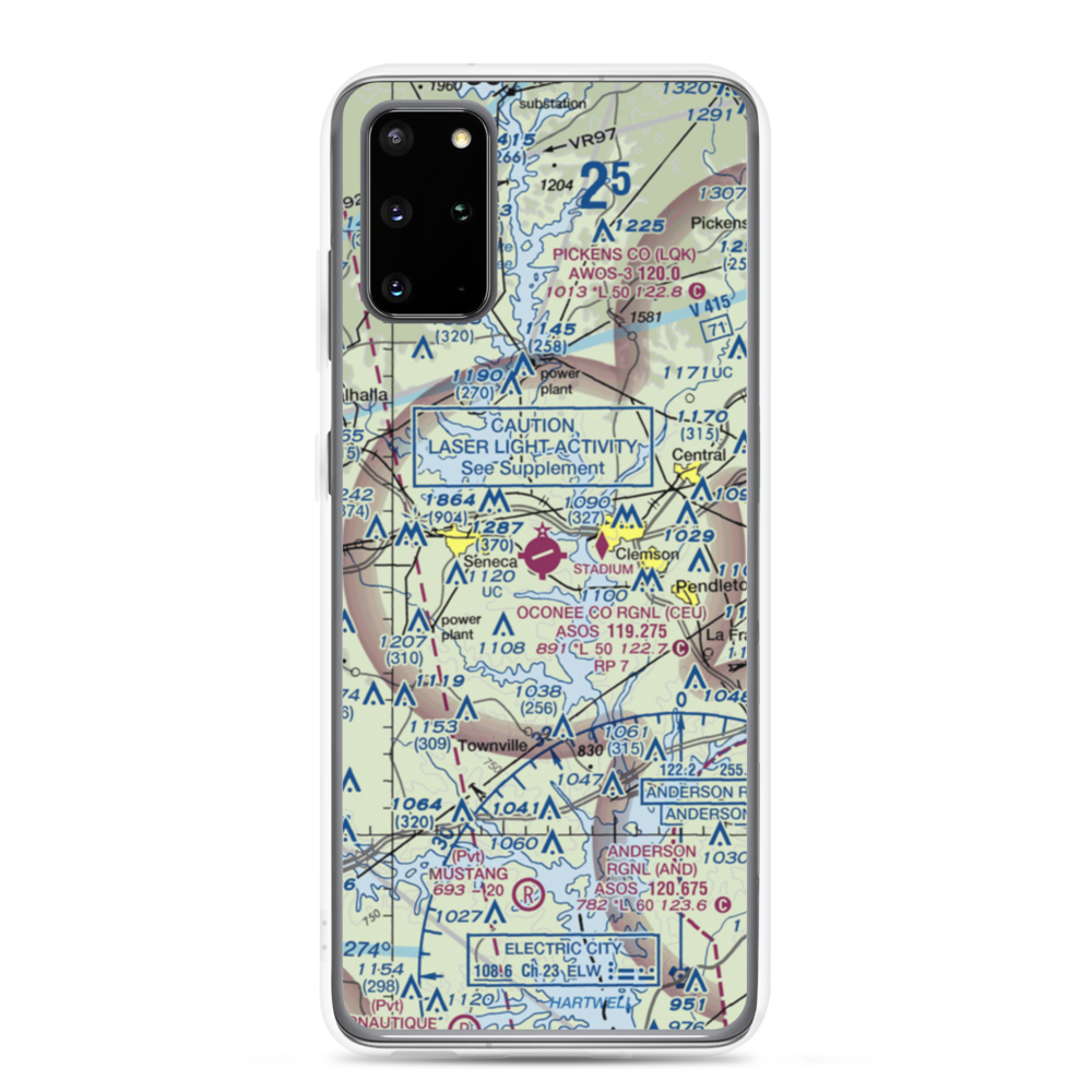 Oconee County Regional Airport (CEU) VFR Sectional Samsung Case Samsung Galaxy S20 Plus model shown