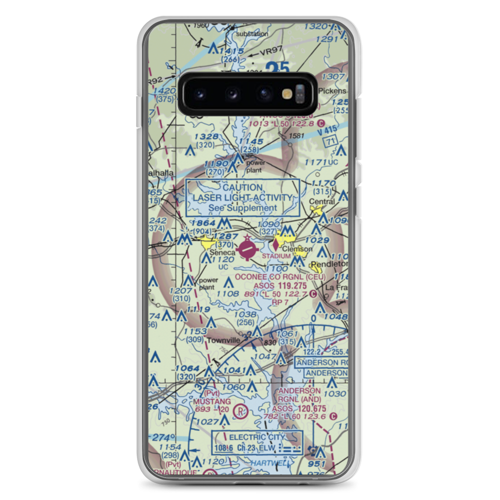 Oconee County Regional Airport (CEU) VFR Sectional Samsung Case Samsung Galaxy S10+ model shown