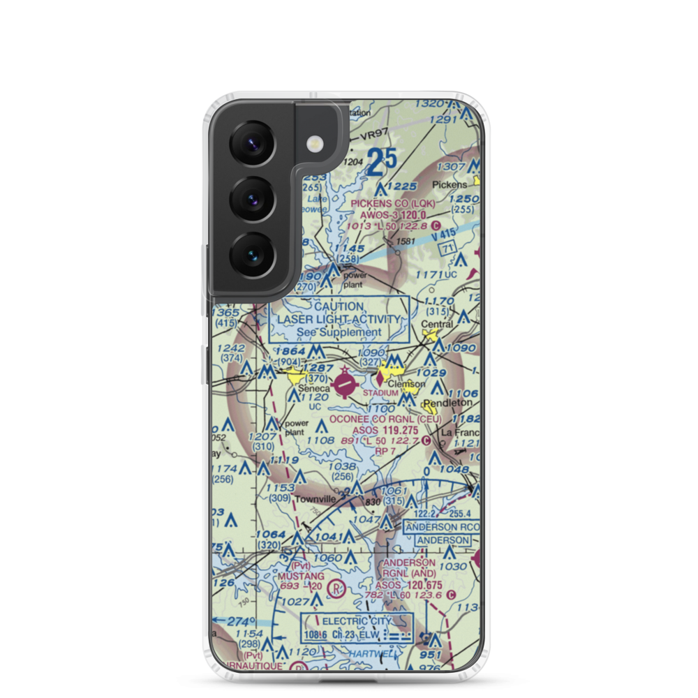 Oconee County Regional Airport (CEU) VFR Sectional Samsung Case Samsung Galaxy S22 model shown