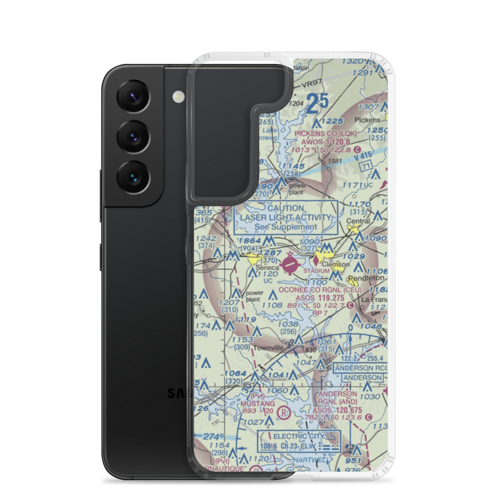 Oconee County Regional Airport (CEU) VFR Sectional Samsung Case Samsung Galaxy S22 model shown