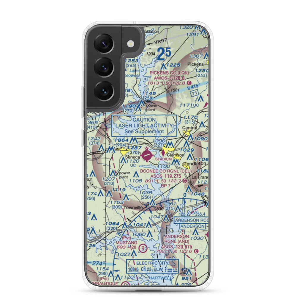 Oconee County Regional Airport (CEU) VFR Sectional Samsung Case Samsung Galaxy S22 Plus model shown
