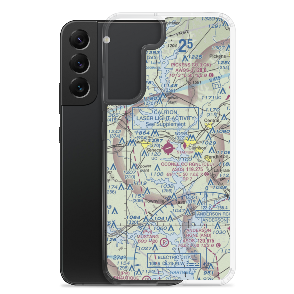 Oconee County Regional Airport (CEU) VFR Sectional Samsung Case Samsung Galaxy S22 Plus model shown