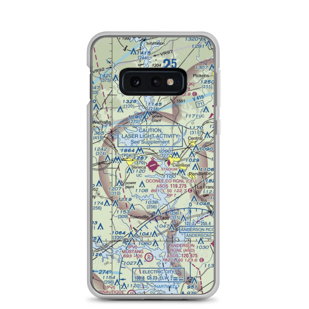 Oconee County Regional Airport (CEU) VFR Sectional Samsung Case Samsung Galaxy S10e model shown