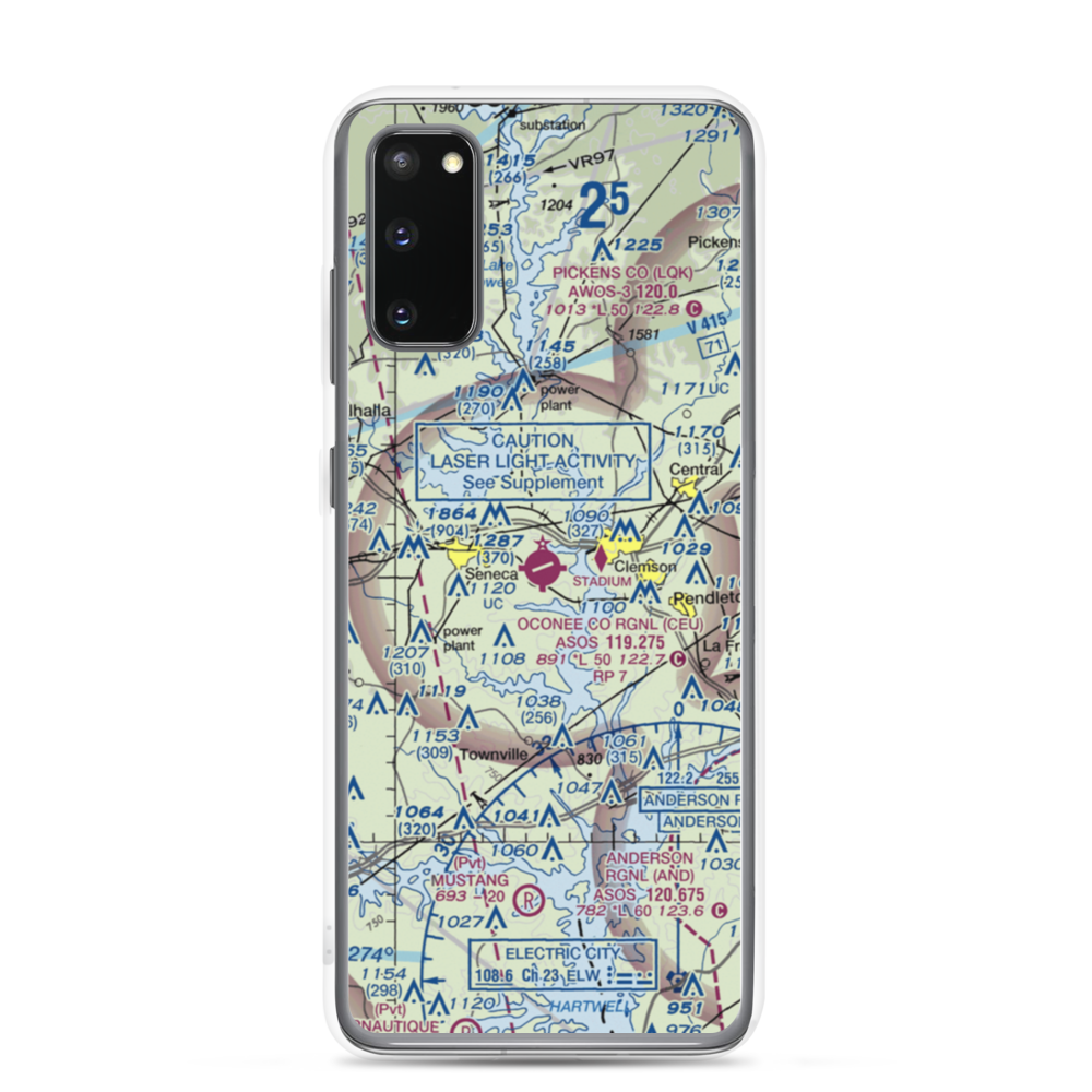 Oconee County Regional Airport (CEU) VFR Sectional Samsung Case Samsung Galaxy S20 model shown