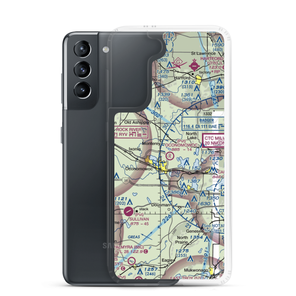 Oconomowoc Airport (0WI8) VFR Sectional Samsung Case Samsung Galaxy S21 model shown
