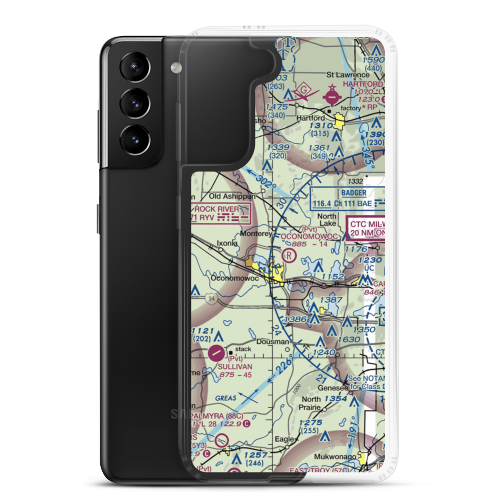 Oconomowoc Airport (0WI8) VFR Sectional Samsung Case Samsung Galaxy S21 Plus model shown
