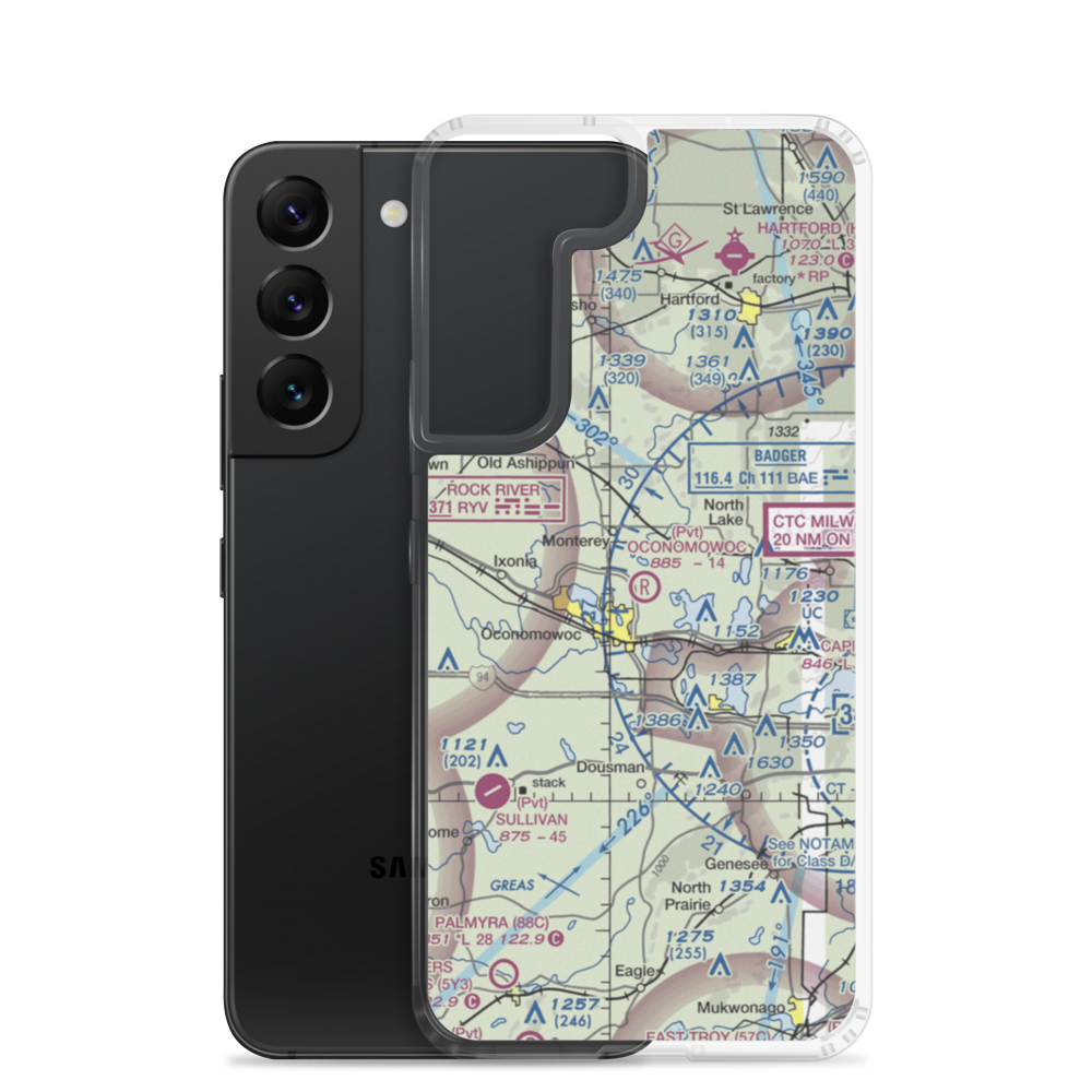 Oconomowoc Airport (0WI8) VFR Sectional Samsung Case Samsung Galaxy S22 model shown