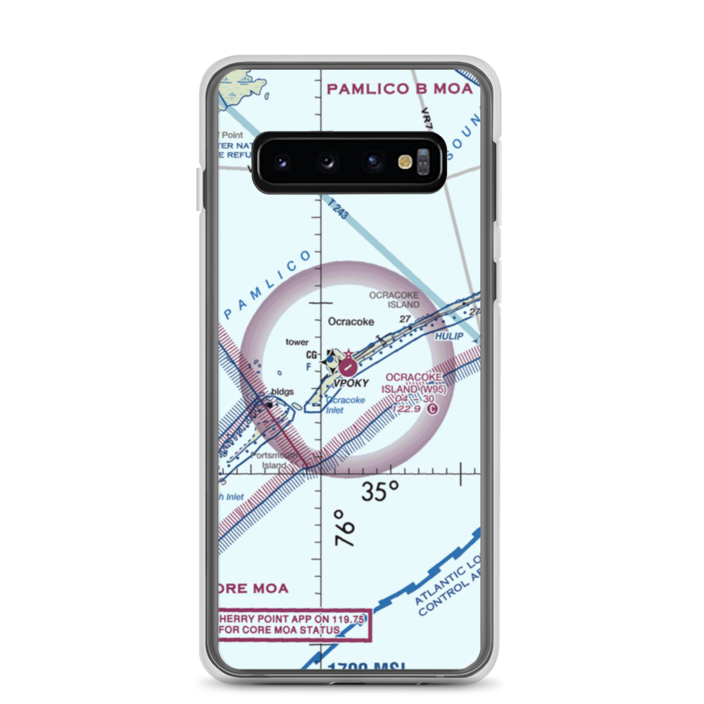 Ocracoke Island Airport (W95) VFR Sectional Samsung Case Samsung Galaxy S10 model shown