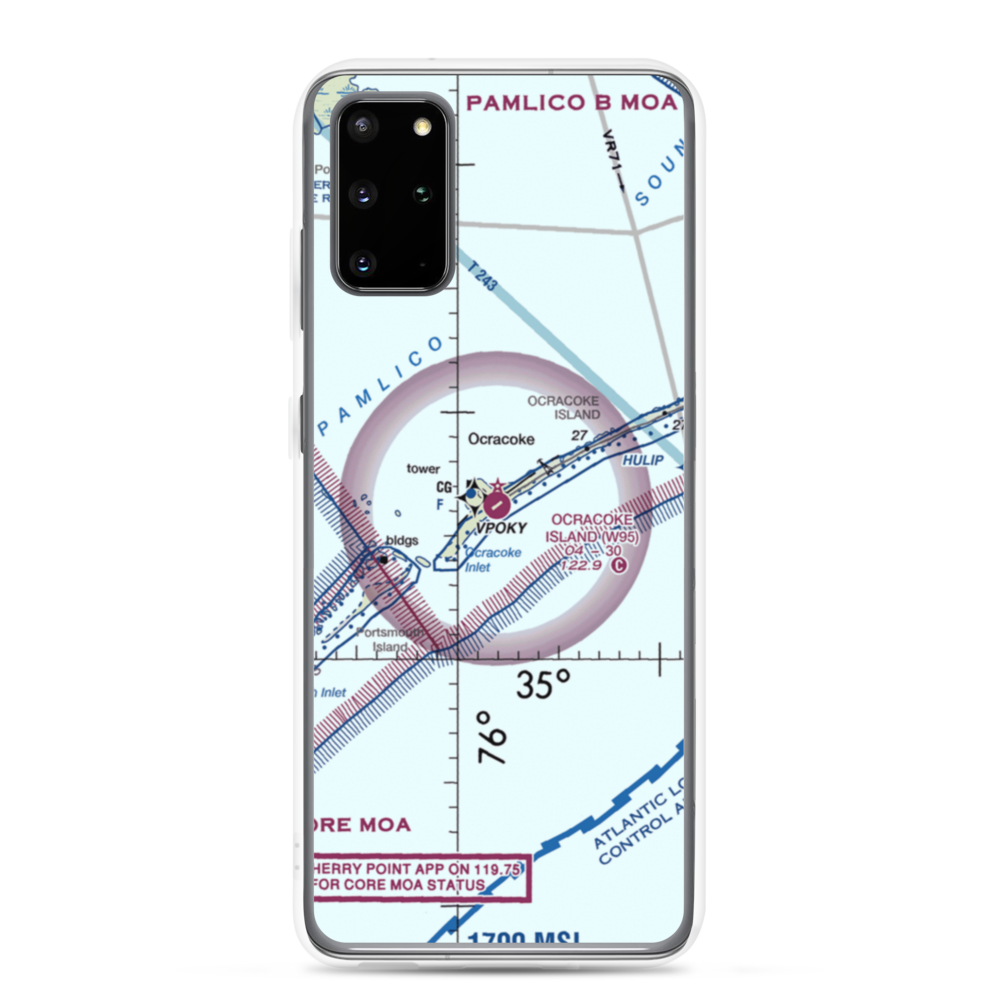 Ocracoke Island Airport (W95) VFR Sectional Samsung Case Samsung Galaxy S20 Plus model shown