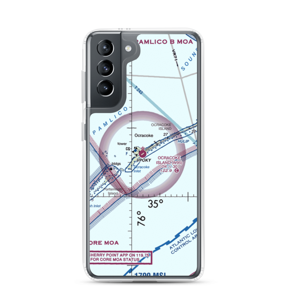 Ocracoke Island Airport (W95) VFR Sectional Samsung Case Samsung Galaxy S21 model shown
