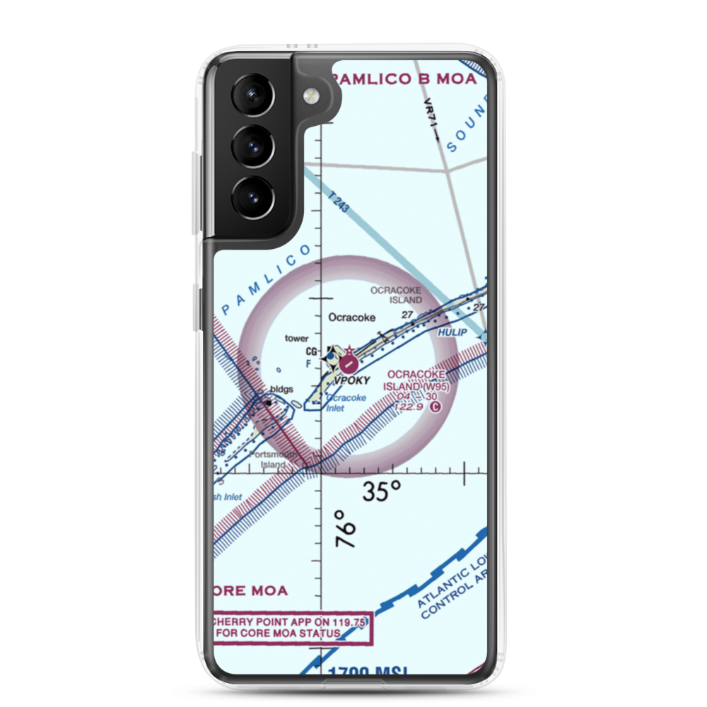 Ocracoke Island Airport (W95) VFR Sectional Samsung Case Samsung Galaxy S21 Plus model shown