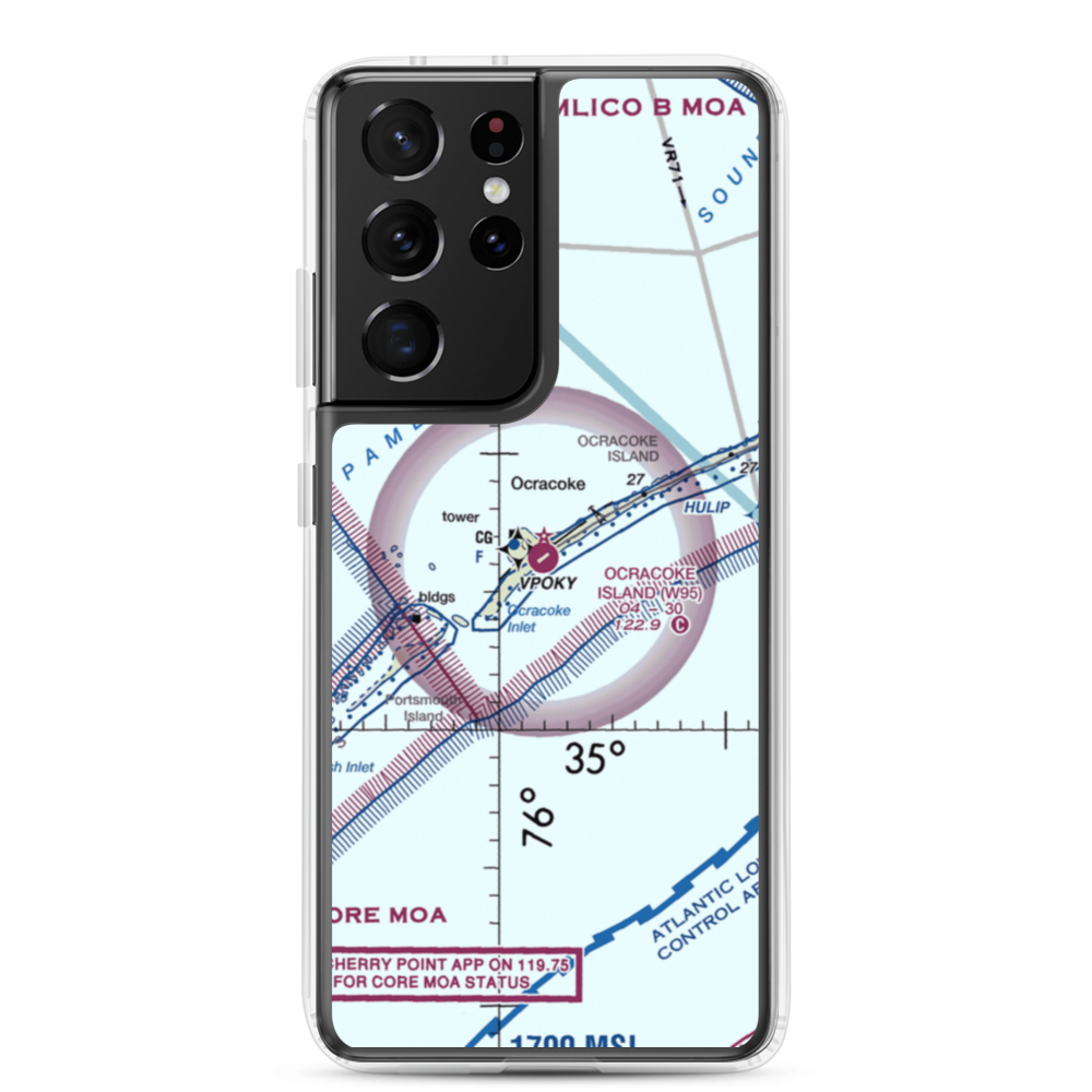 Ocracoke Island Airport (W95) VFR Sectional Samsung Case Samsung Galaxy S21 Ultra model shown