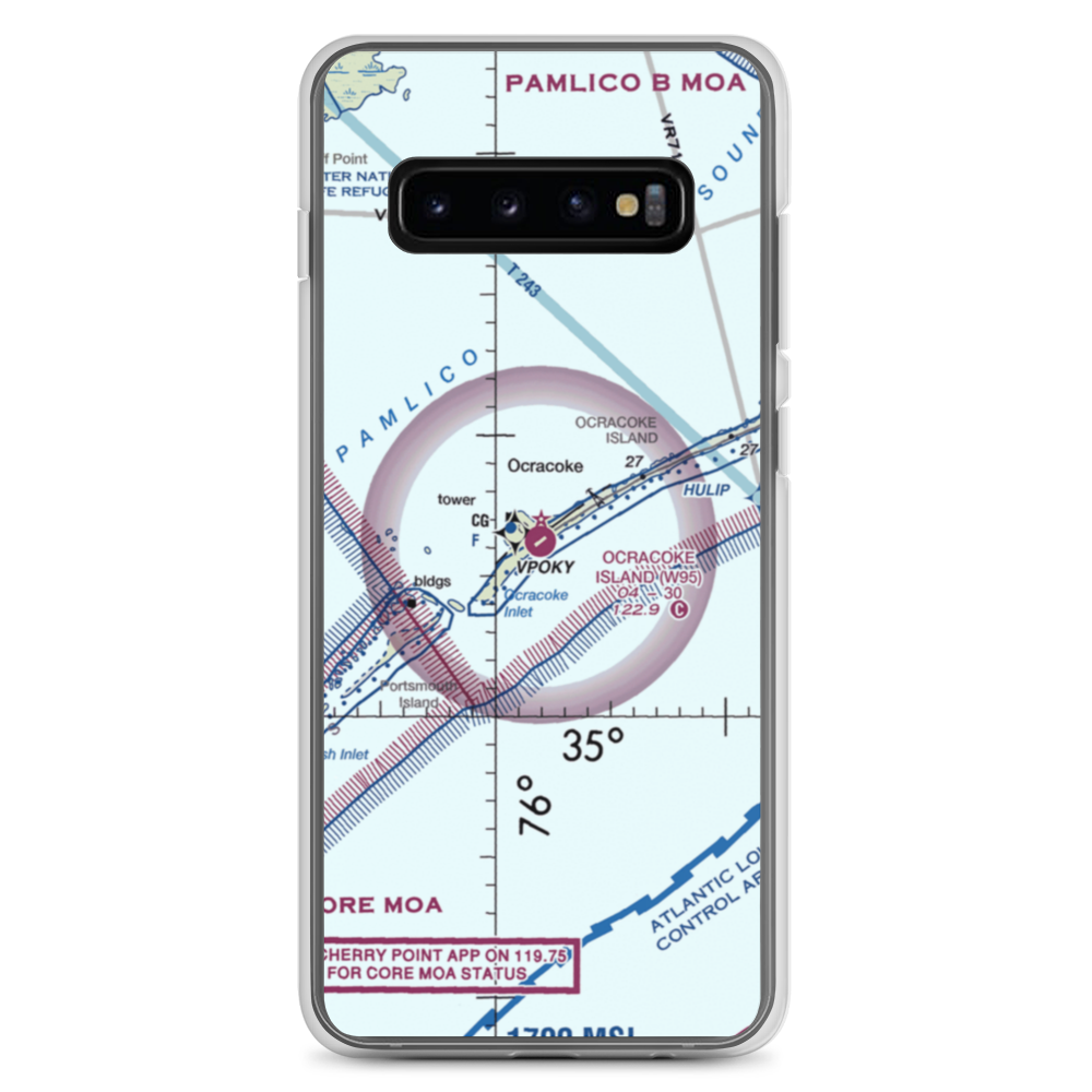 Ocracoke Island Airport (W95) VFR Sectional Samsung Case Samsung Galaxy S10+ model shown