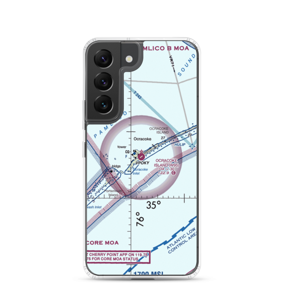 Ocracoke Island Airport (W95) VFR Sectional Samsung Case Samsung Galaxy S22 model shown