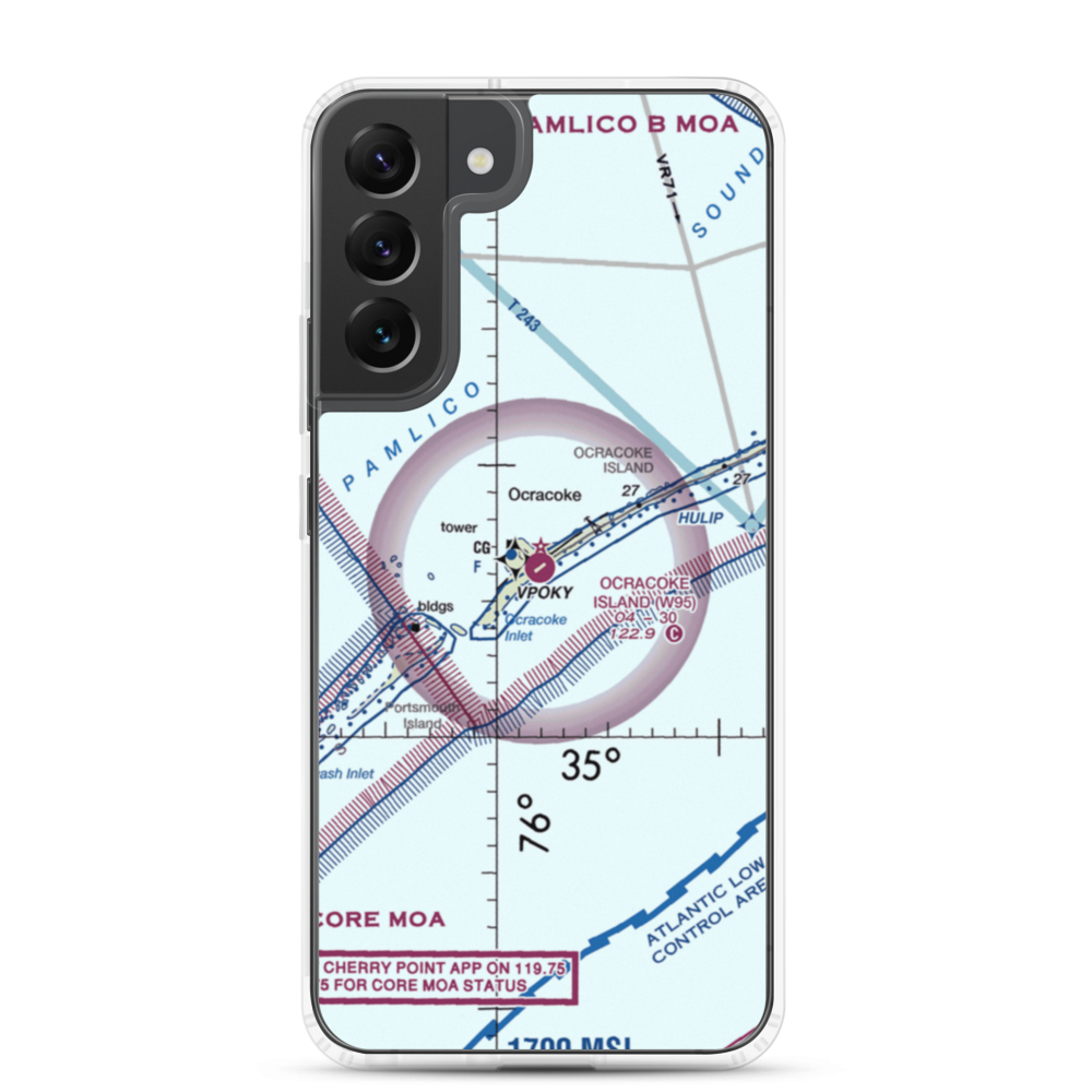 Ocracoke Island Airport (W95) VFR Sectional Samsung Case Samsung Galaxy S22 Plus model shown