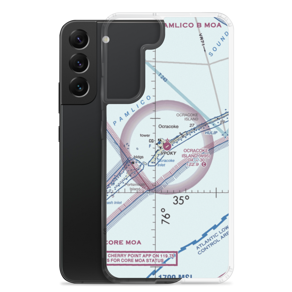 Ocracoke Island Airport (W95) VFR Sectional Samsung Case Samsung Galaxy S22 Plus model shown