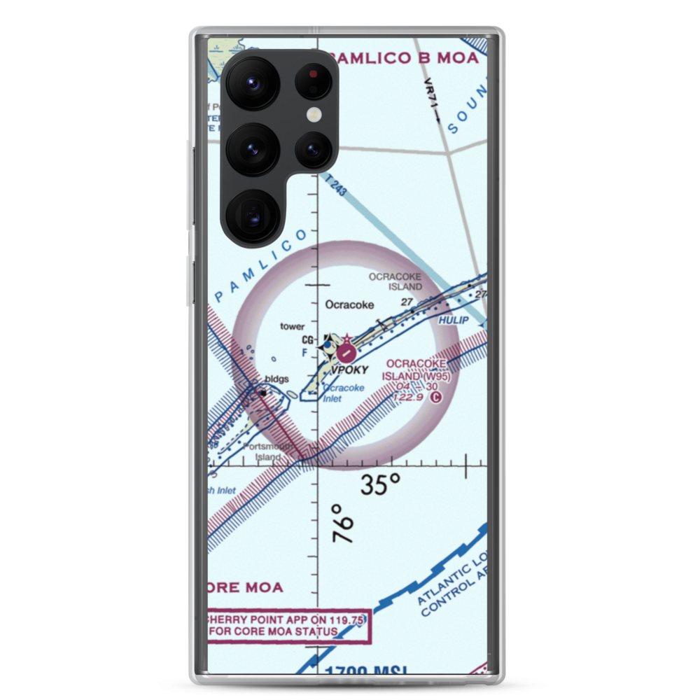 Ocracoke Island Airport (W95) VFR Sectional Samsung Case Samsung Galaxy S22 Ultra model shown