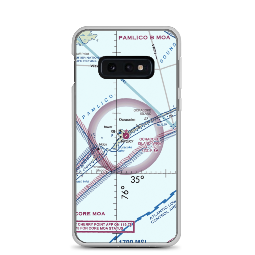 Ocracoke Island Airport (W95) VFR Sectional Samsung Case Samsung Galaxy S10e model shown