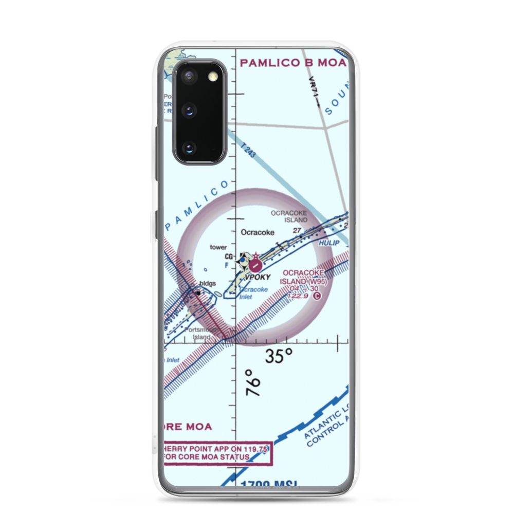 Ocracoke Island Airport (W95) VFR Sectional Samsung Case Samsung Galaxy S20 model shown