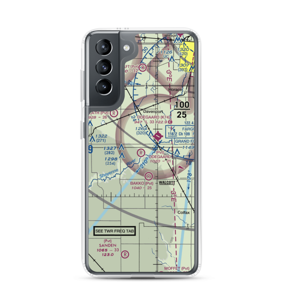 Odegaard Airport (57ND) VFR Sectional Samsung Case Samsung Galaxy S21 model shown