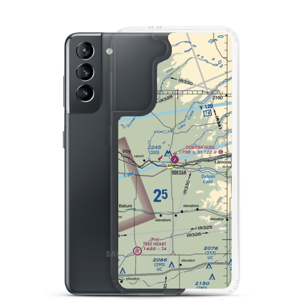 Odessa Municipal Airport (43D) VFR Sectional Samsung Case Samsung Galaxy S21 model shown