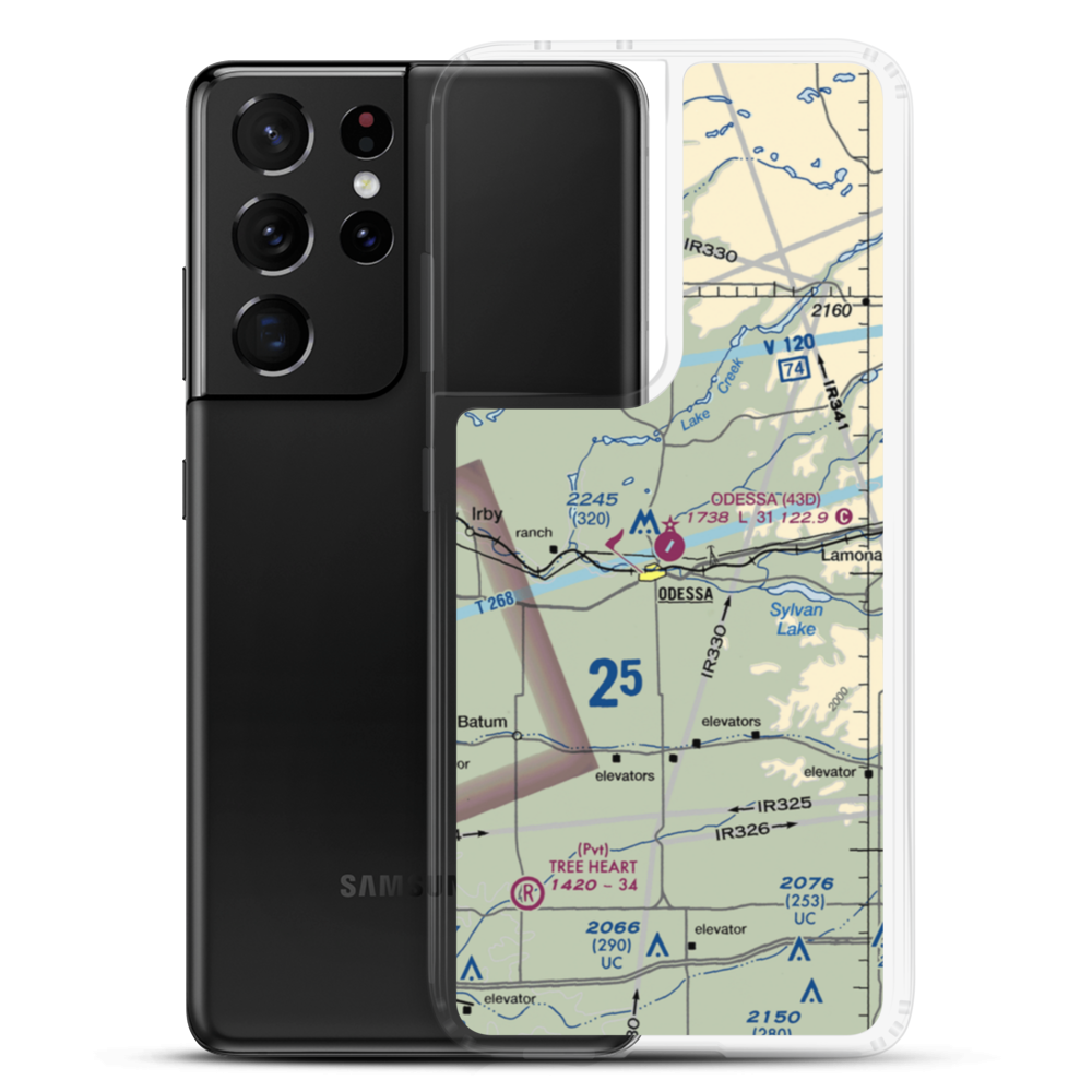 Odessa Municipal Airport (43D) VFR Sectional Samsung Case Samsung Galaxy S21 Ultra model shown