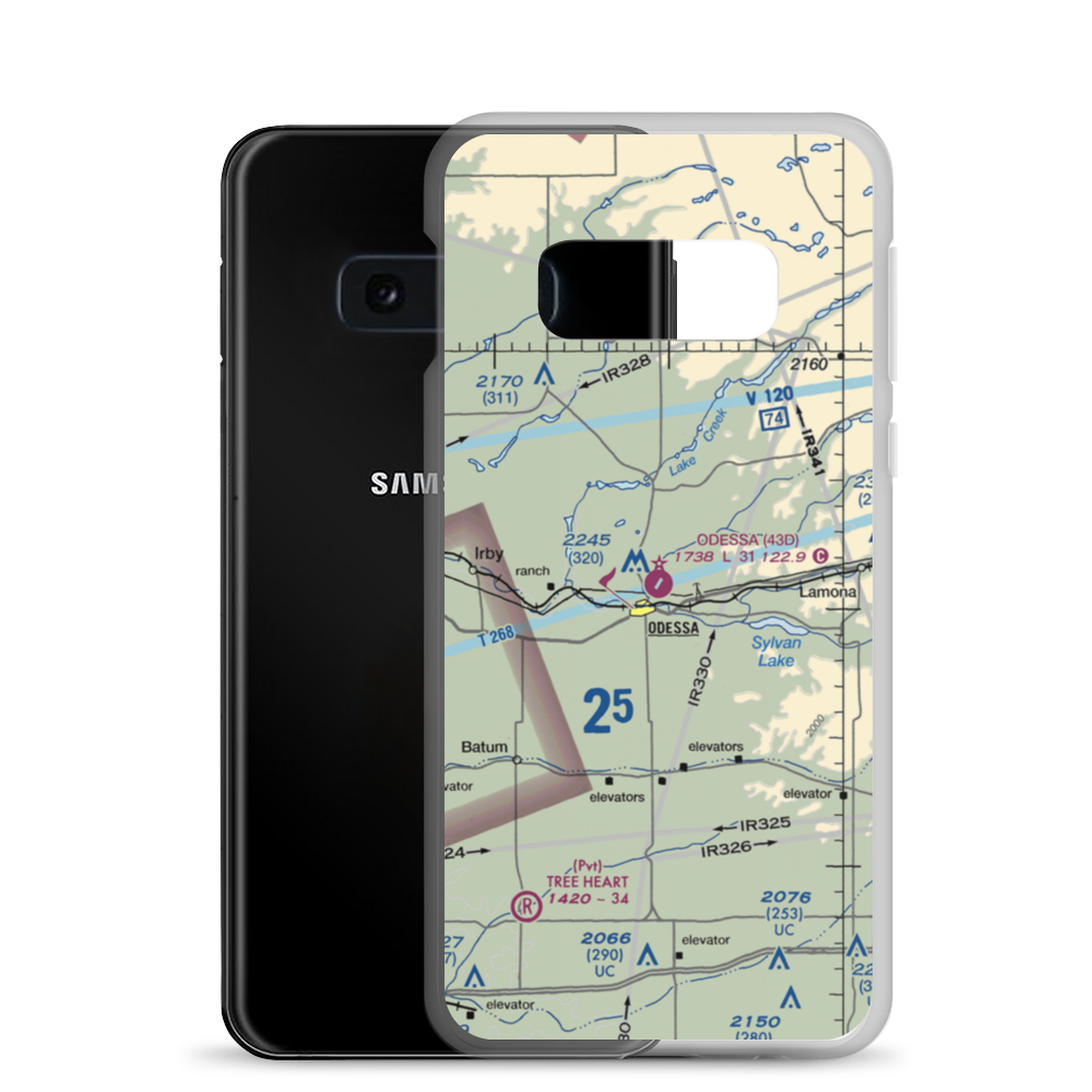 Odessa Municipal Airport (43D) VFR Sectional Samsung Case Samsung Galaxy S10e model shown