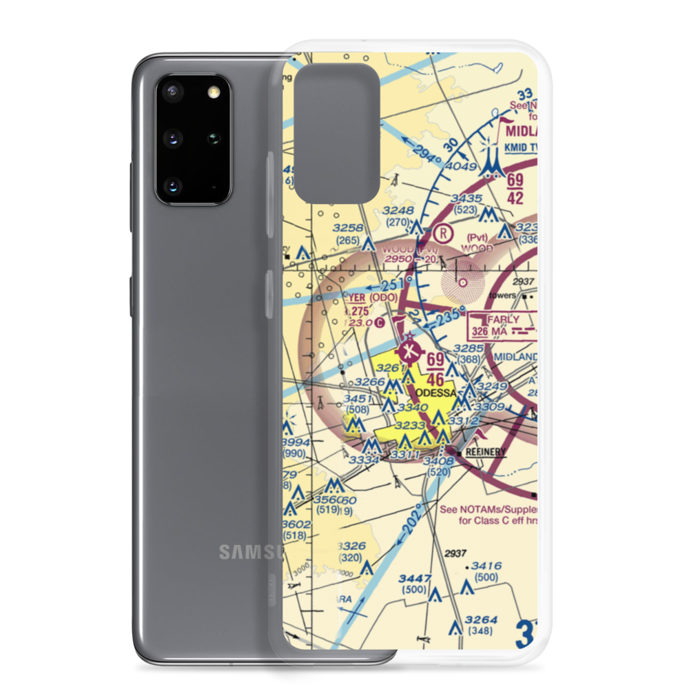 Odessa Schlemeyer Field (ODO) VFR Sectional Samsung Case Samsung Galaxy S20 Plus model shown