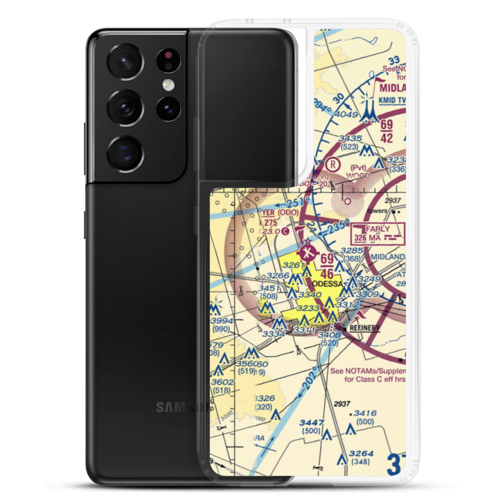 Odessa Schlemeyer Field (ODO) VFR Sectional Samsung Case Samsung Galaxy S21 Ultra model shown
