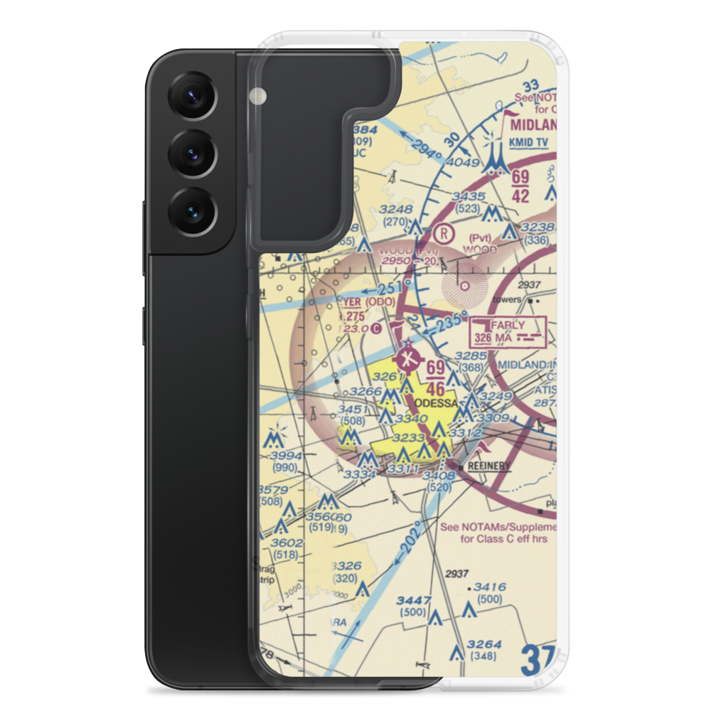 Odessa Schlemeyer Field (ODO) VFR Sectional Samsung Case Samsung Galaxy S22 Plus model shown
