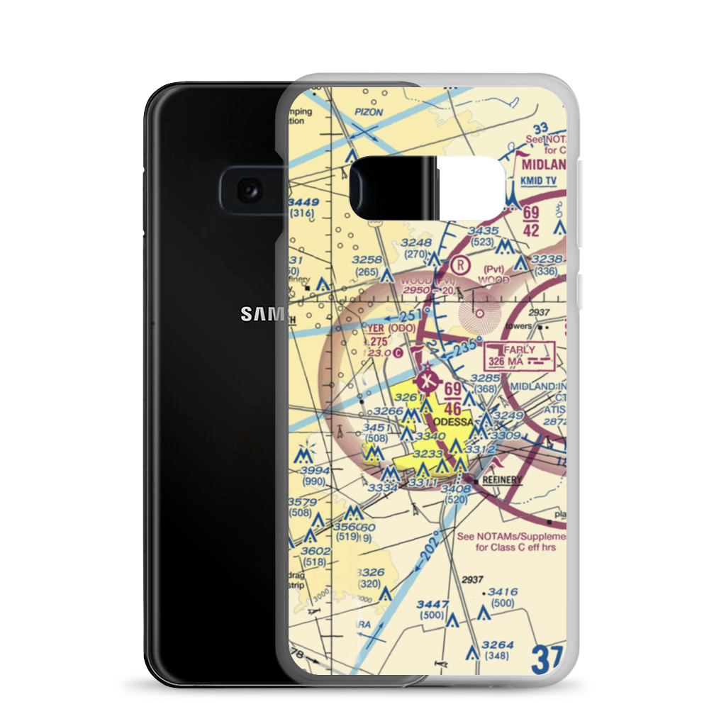 Odessa Schlemeyer Field (ODO) VFR Sectional Samsung Case Samsung Galaxy S10e model shown