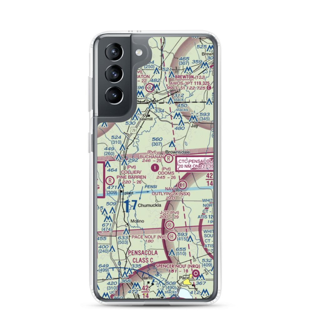 Odom's Flying Service Airport (50FL) VFR Sectional Samsung Case Samsung Galaxy S21 model shown